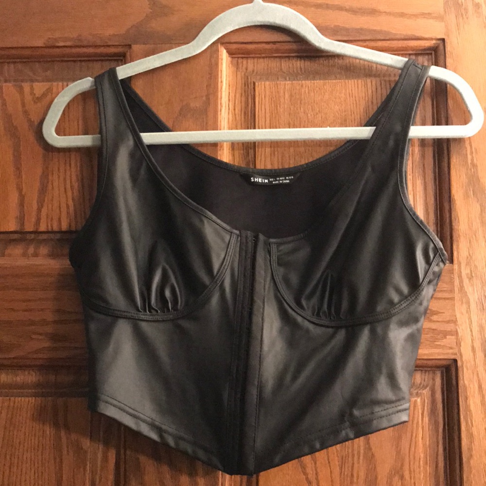 Faux leather crop top